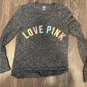 PINK Victoria's Secret Gray Love Pink Pajama Top